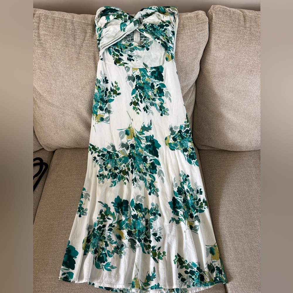 Petal & Pup White Maxi Dress with Teal Floral Print